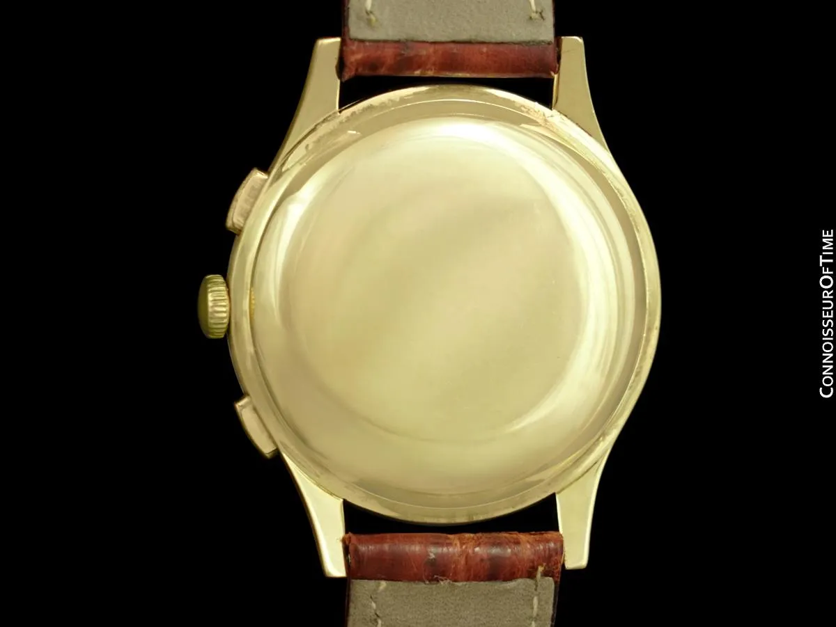 1950's Heuer Vintage Valjoux 23 Chronograph Mens Watch with Gorgeous Dial - 14K Gold