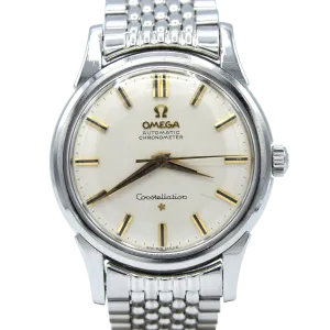 1959 Omega Constellation with original onyx inserted batons Model 14381 on Beads of Rice Bracelet