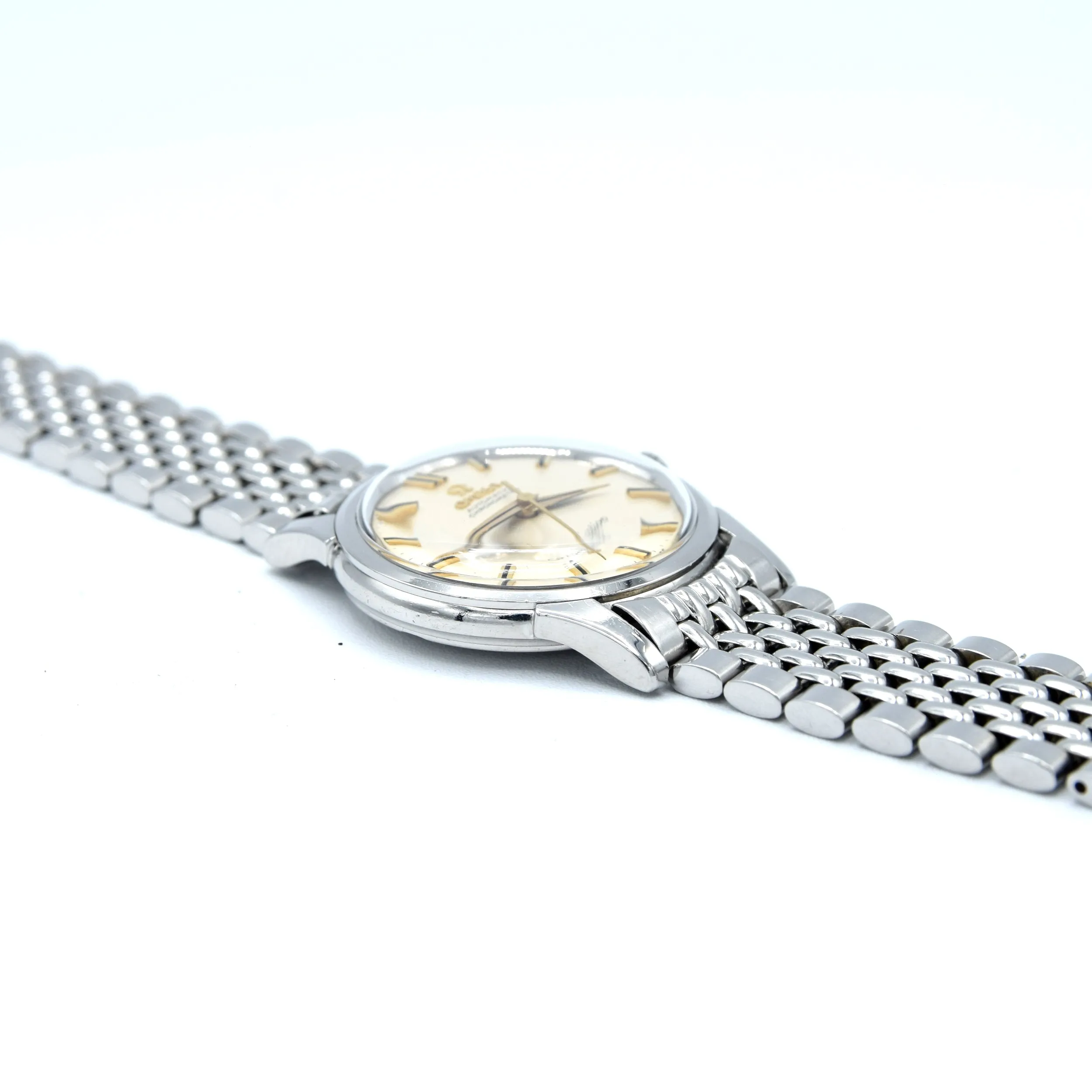 1959 Omega Constellation with original onyx inserted batons Model 14381 on Beads of Rice Bracelet