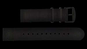 2 Piece 20mm PVD Black NATO Military Watch Strap in Ballistic Nylon