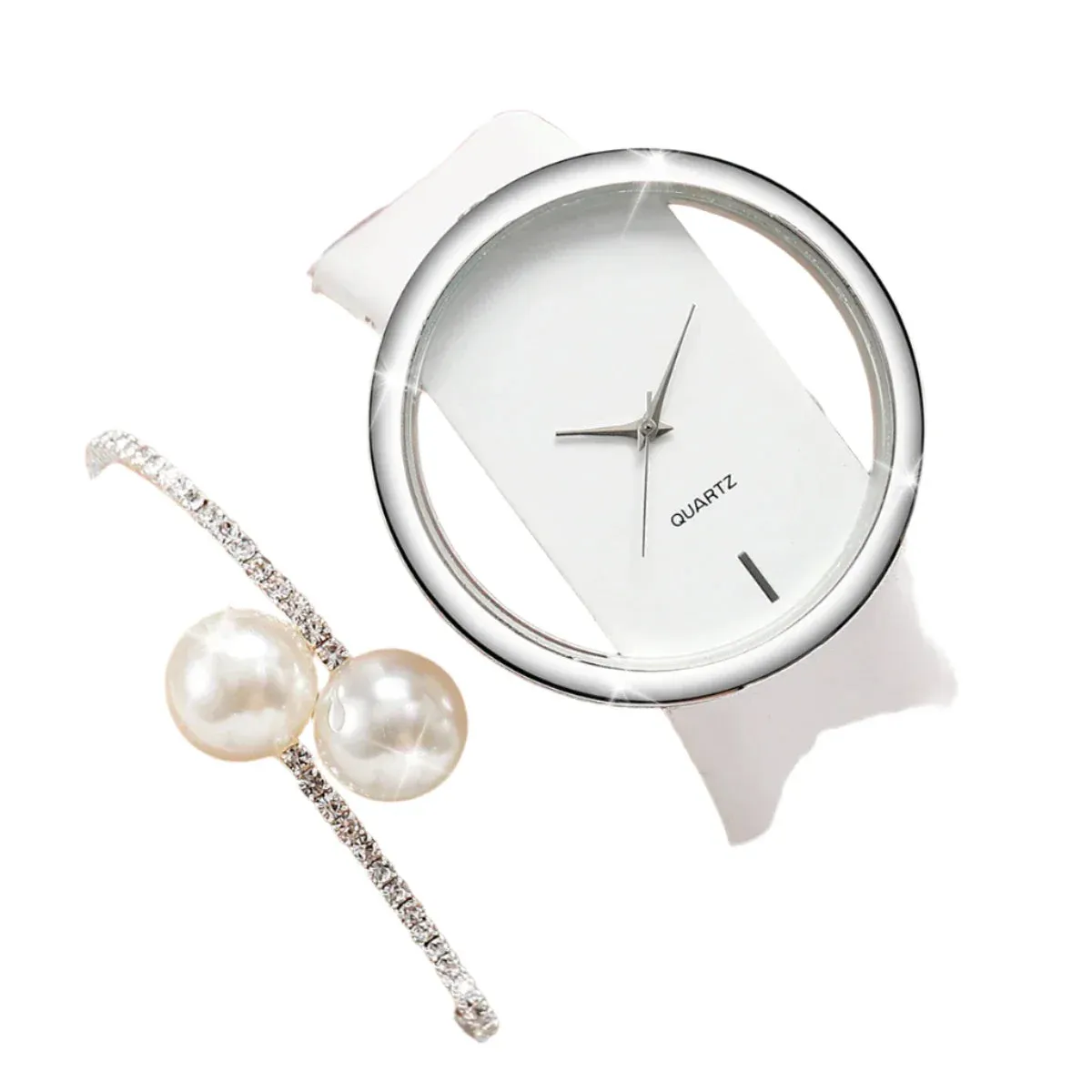 2 Piece Pearl Diamond Bracelet Watch Set