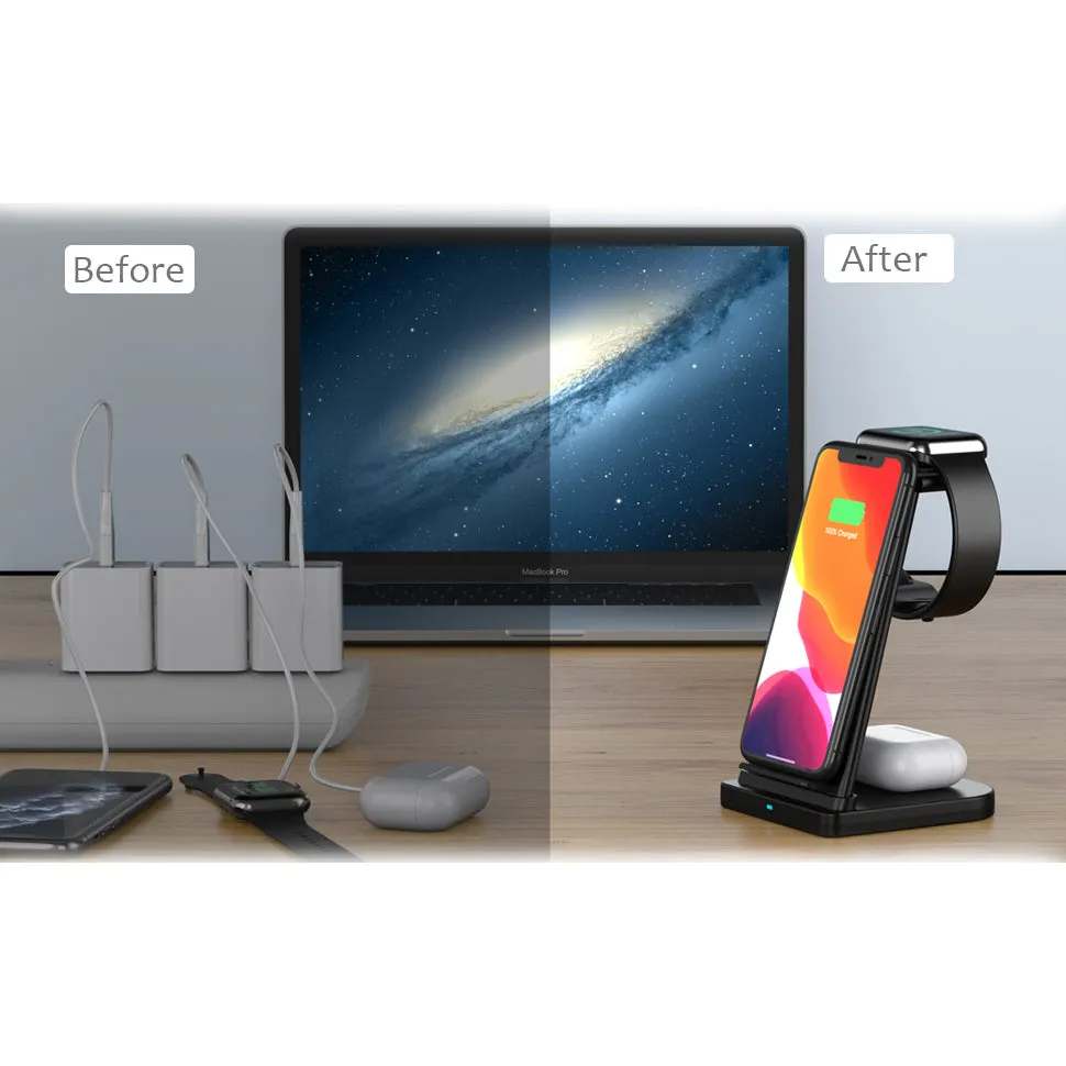 3-in-1 Foldable Fast Wireless Charging Stand