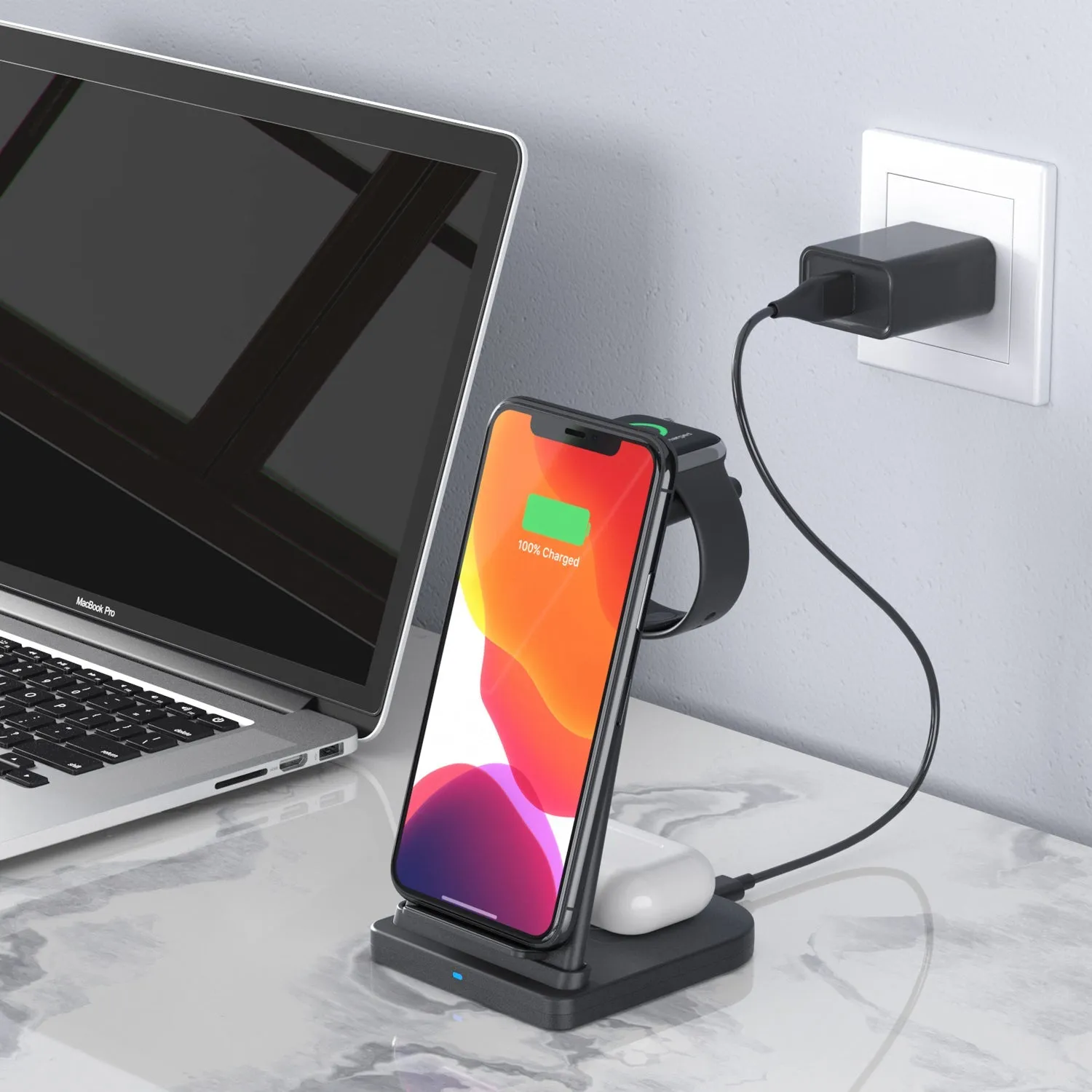 3-in-1 Foldable Fast Wireless Charging Stand