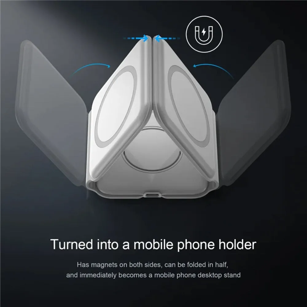 3-in-1 Magnetic Wireless Charger Stand for iPhone, Apple Watch, AirPods - 15W Fast Charging