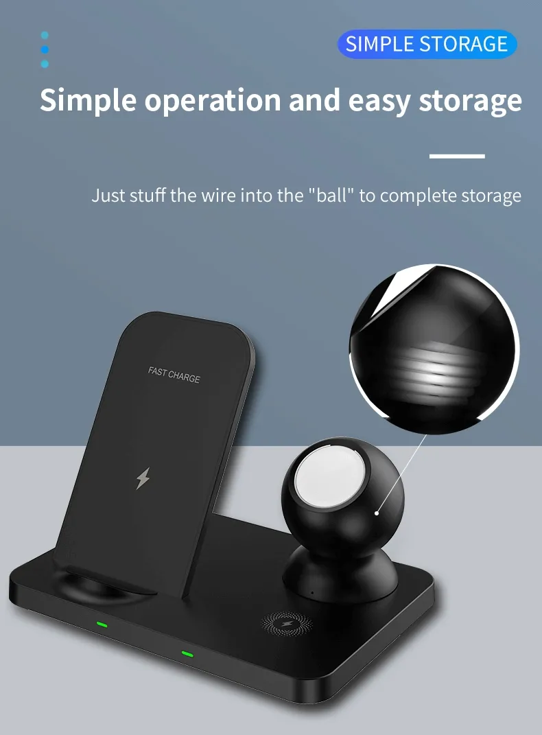 3 in 1 QI 15W Wireless Charging Station - W57