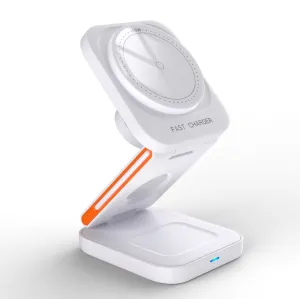 30W 3-in-1 Magnetic Wireless Charging Station for iPhone 16/15/14/13 Pro, Apple Watch Series 8/9, and AirPods