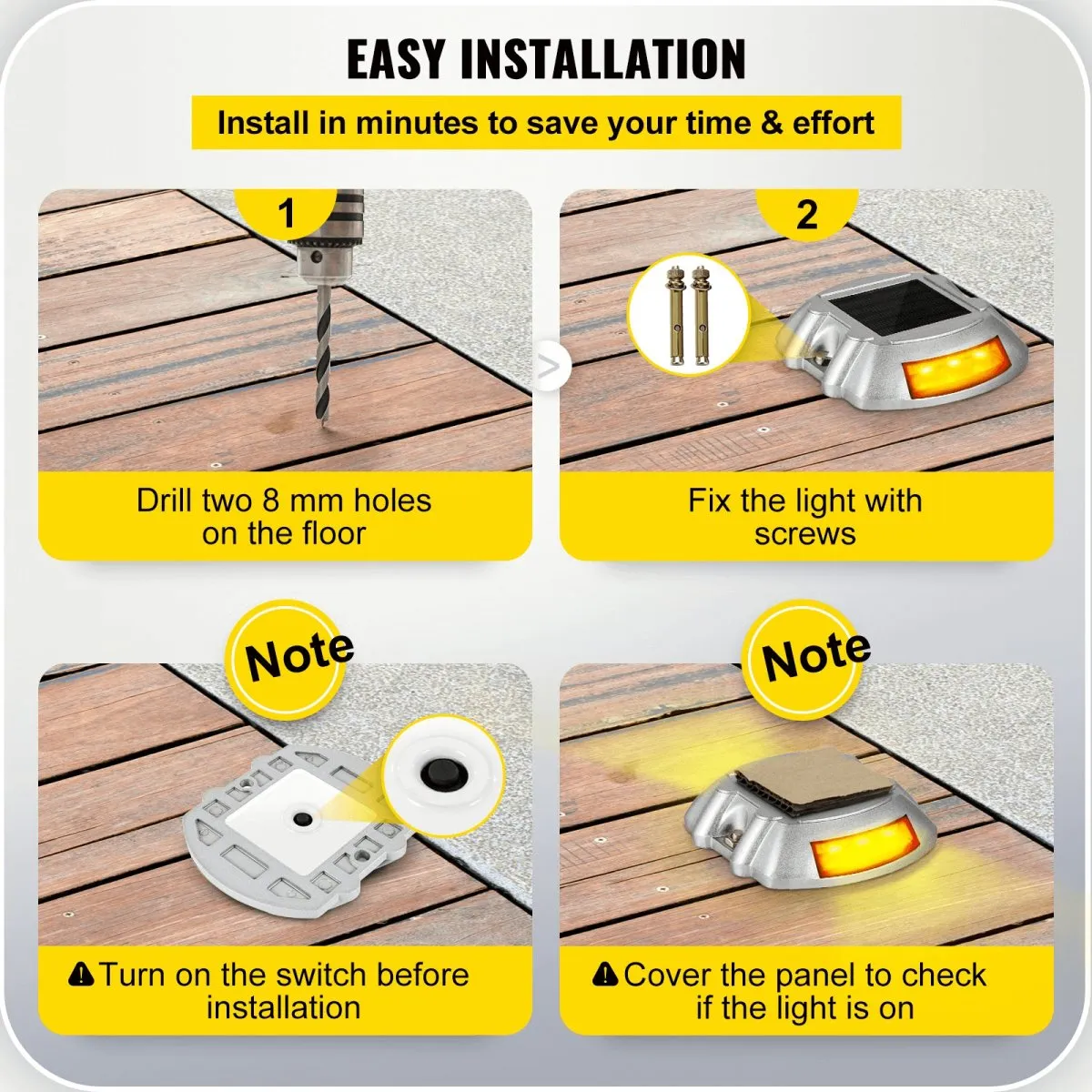 4-Pack  Solar Pathway Lighting - LED Bright Orange