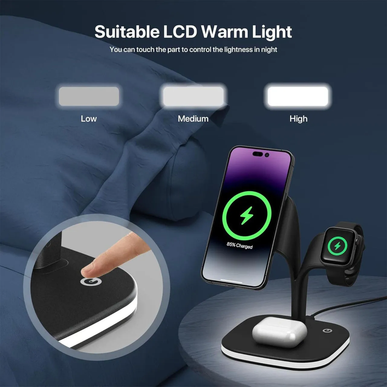 5-in-1 Wireless Fast Multi Device Charging Station with Night Light