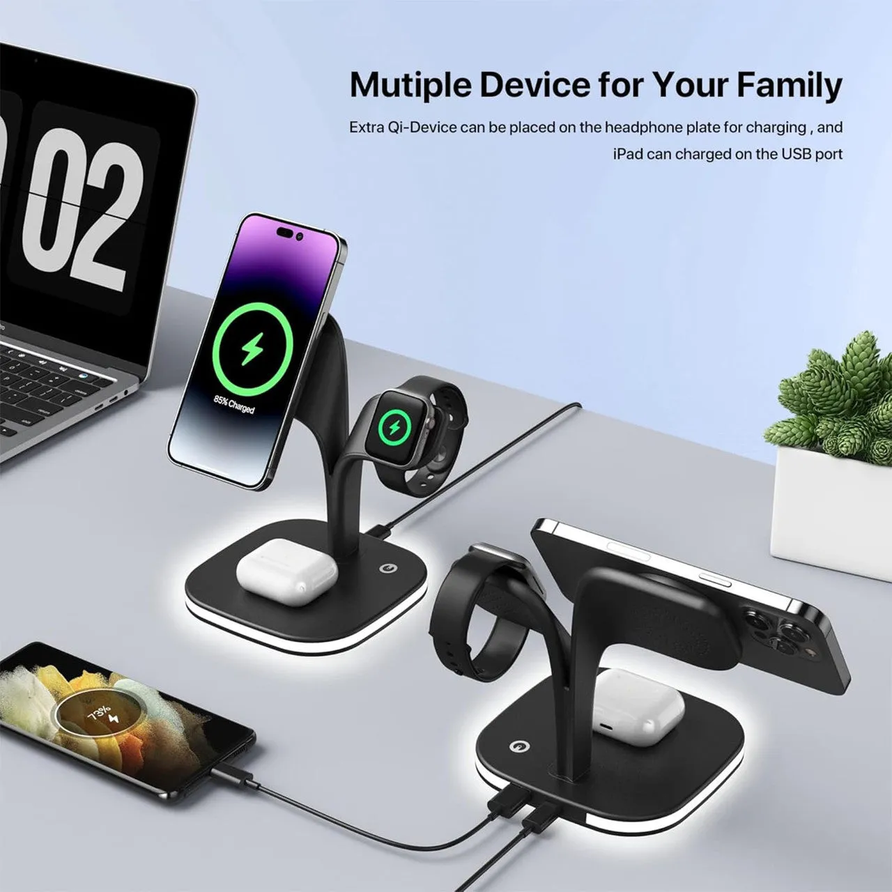 5-in-1 Wireless Fast Multi Device Charging Station with Night Light