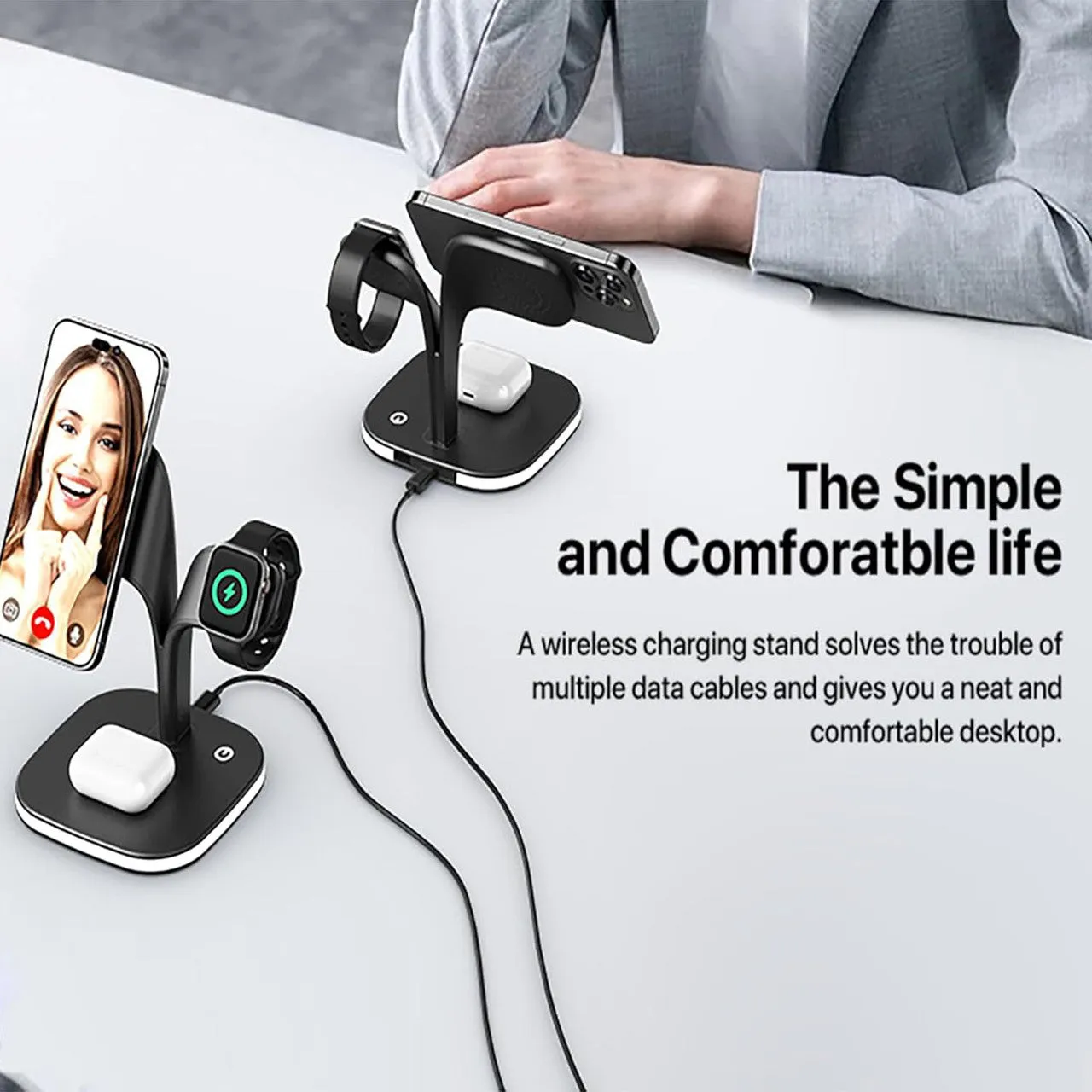 5-in-1 Wireless Fast Multi Device Charging Station with Night Light
