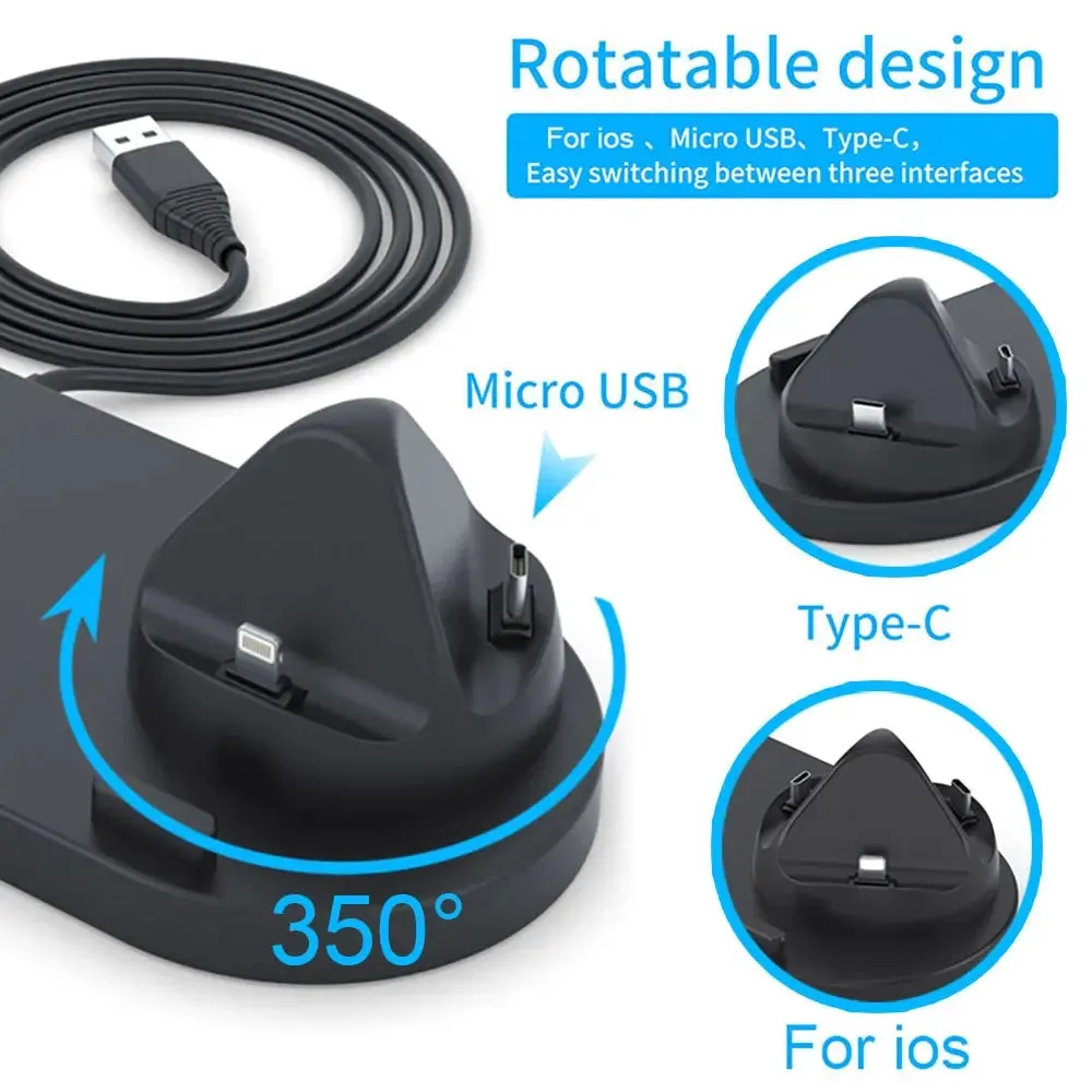 6 in 1 Wireless Charger Dock Station for iPhone/Android/Type-C USB Pho