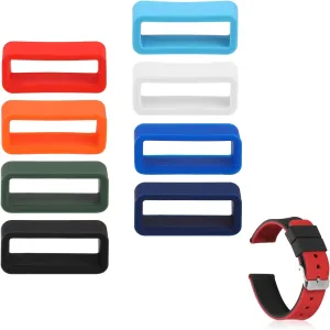 8 Pcs Watch Band Keepers, 16mm Silicone Watch Strap Holder Loops, Rubber Watch Strap Keeper, Band Security Connector, Replacement Watch Band Fastener Rings for Smart Sport Watches Parts (Multi-Color)