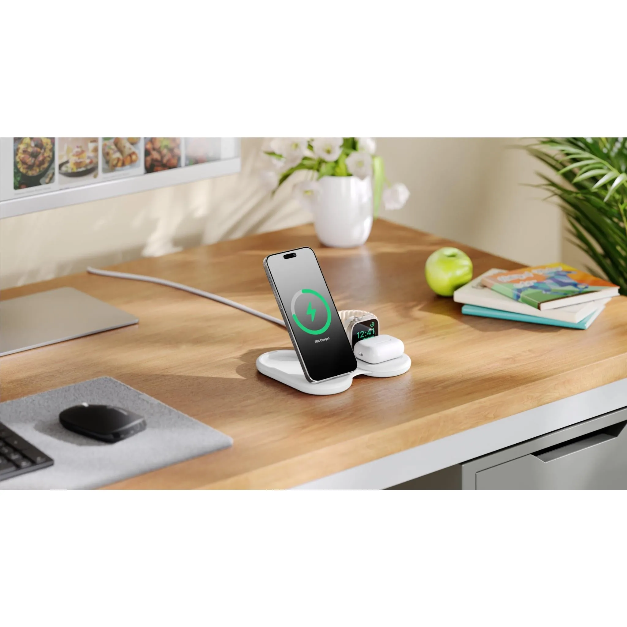 Alogic PackAway 3-in-1 Qi2 Wireless Charging Stand (White)