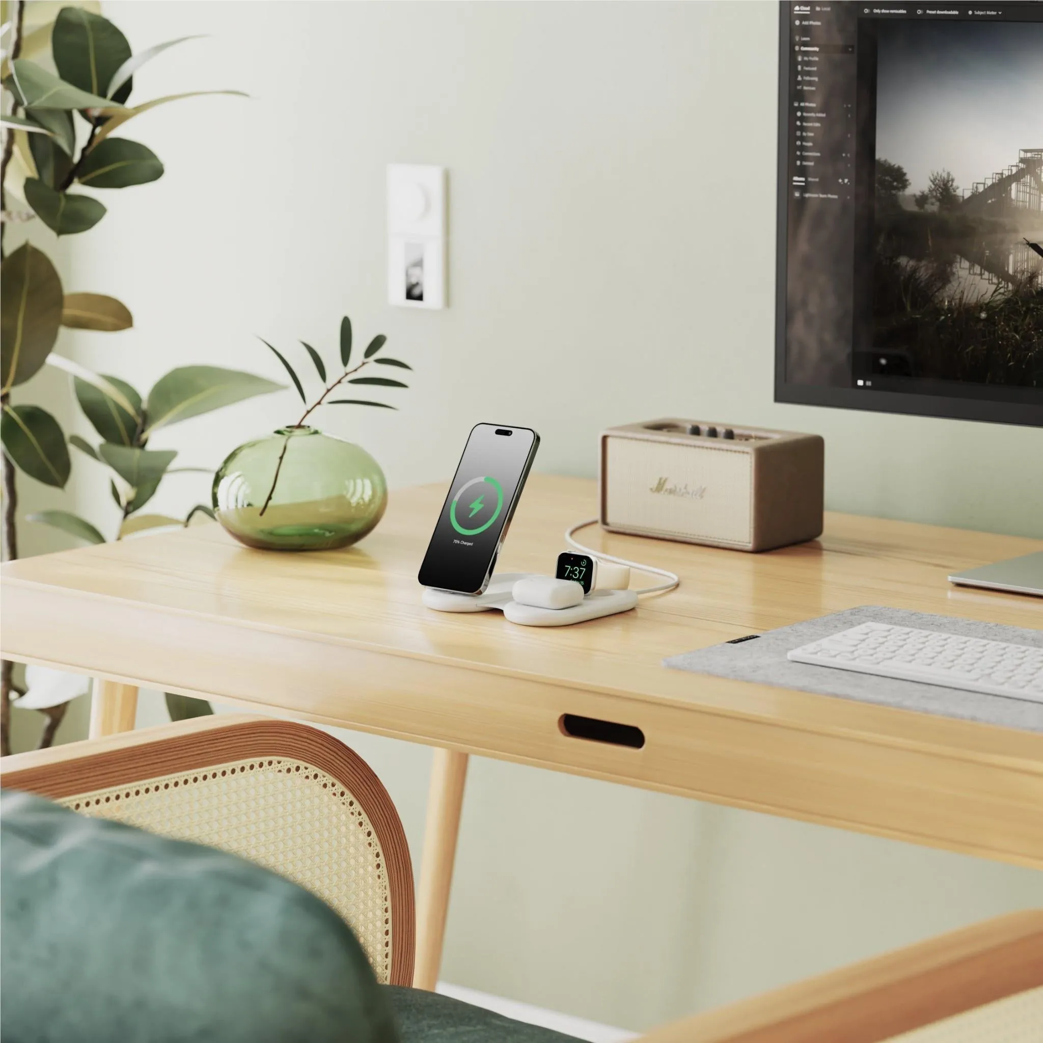 Alogic PackAway 3-in-1 Qi2 Wireless Charging Stand (White)