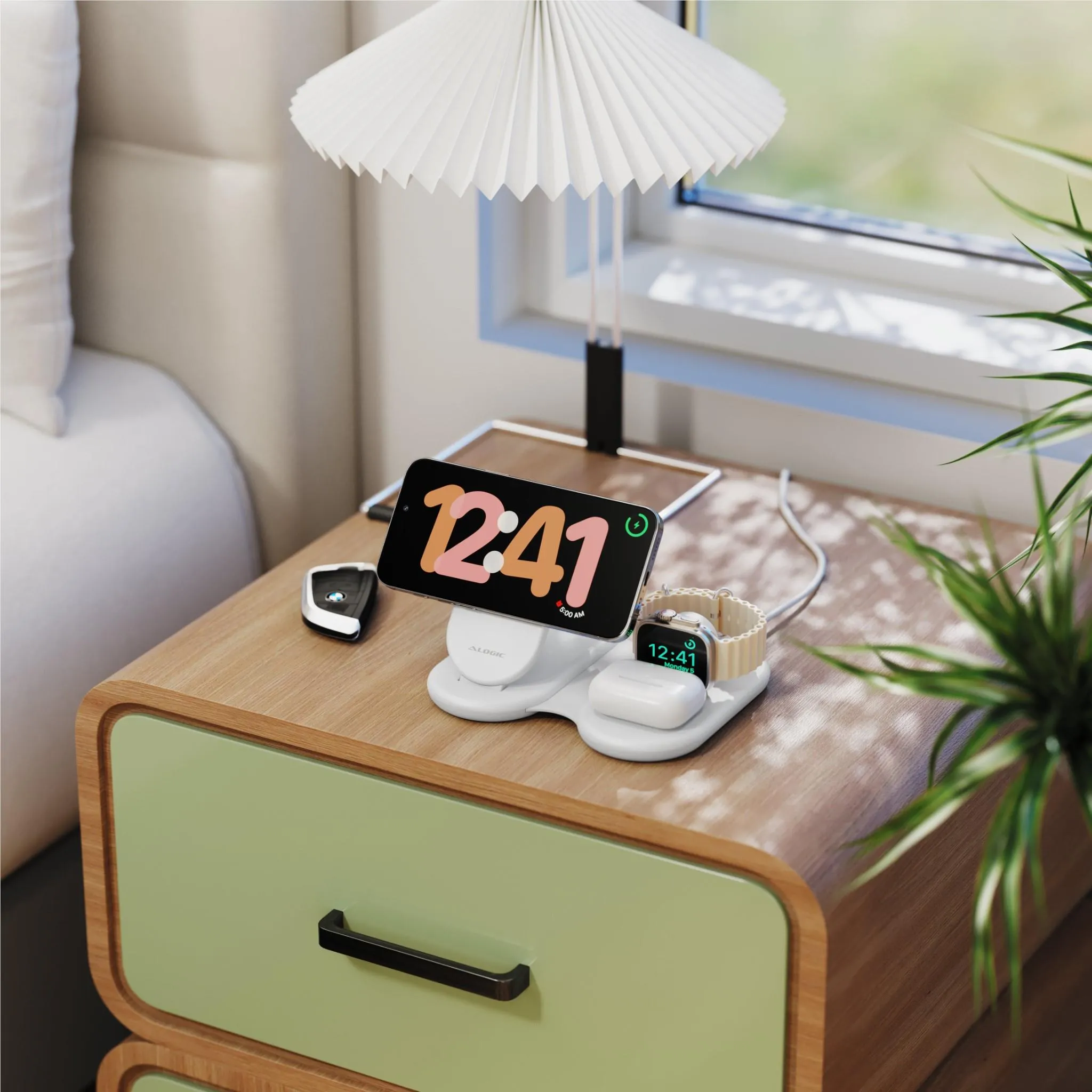 Alogic PackAway 3-in-1 Qi2 Wireless Charging Stand (White)