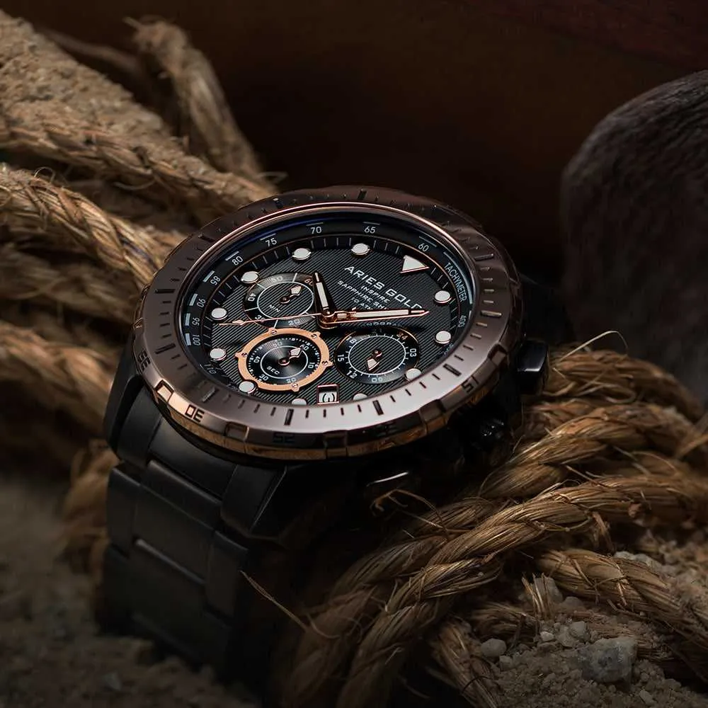 Aries Gold Atlantic G 7002 BKRG-BK Watch