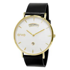 Arvo Awristacrat Watch - Gold - Black Leather Band