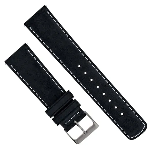 BARTON WATCH BANDS, 24mm Cognac Brown (Gunmetal Grey Buckle) - Suede Leather Watch Bands - Quick Release - Choose Strap Color & Width