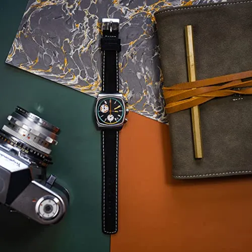 BARTON WATCH BANDS, 24mm Cognac Brown (Gunmetal Grey Buckle) - Suede Leather Watch Bands - Quick Release - Choose Strap Color & Width