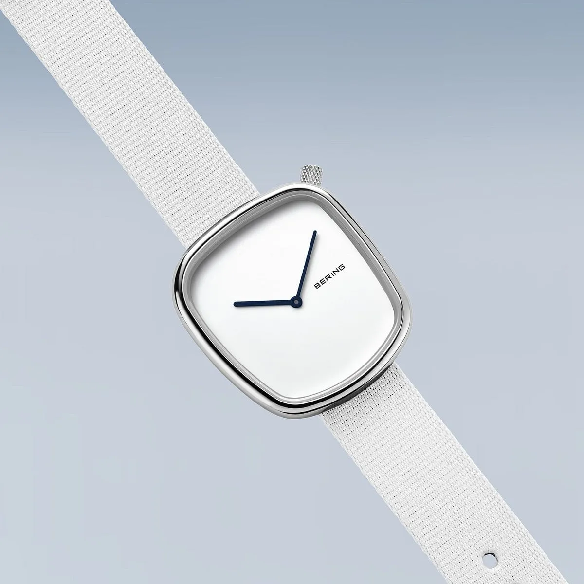 Bering White Stainless Steel 'Ocean Pebble' Recycled Watch