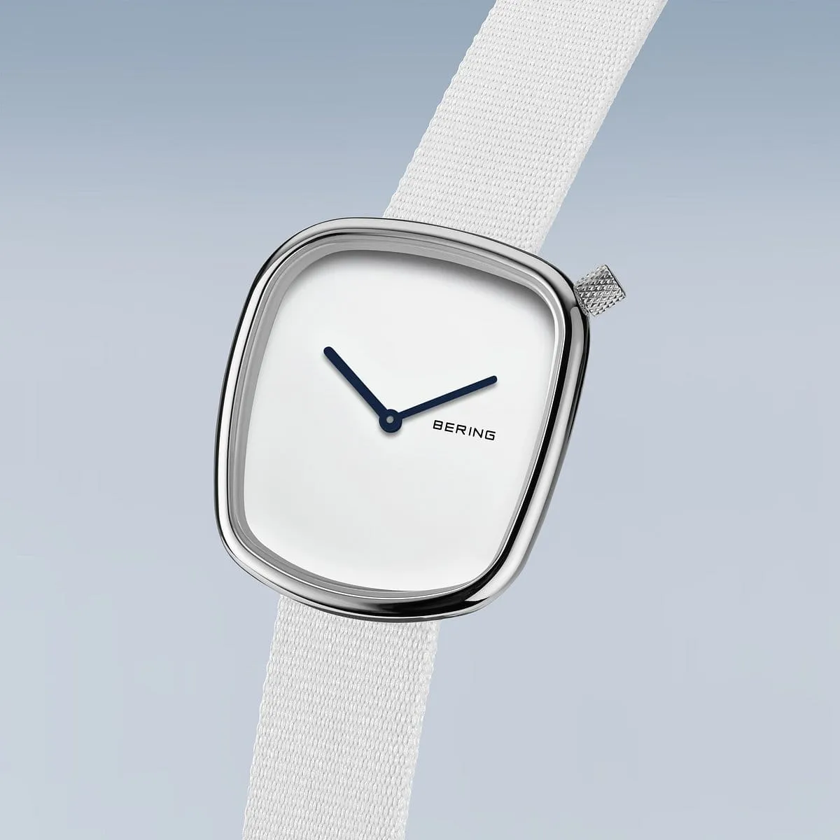 Bering White Stainless Steel 'Ocean Pebble' Recycled Watch