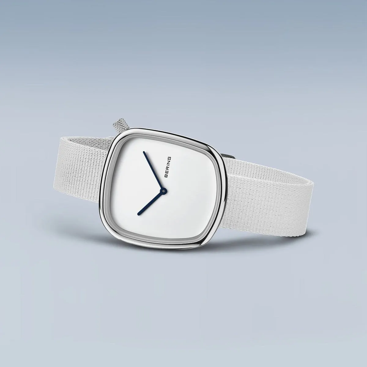 Bering White Stainless Steel 'Ocean Pebble' Recycled Watch
