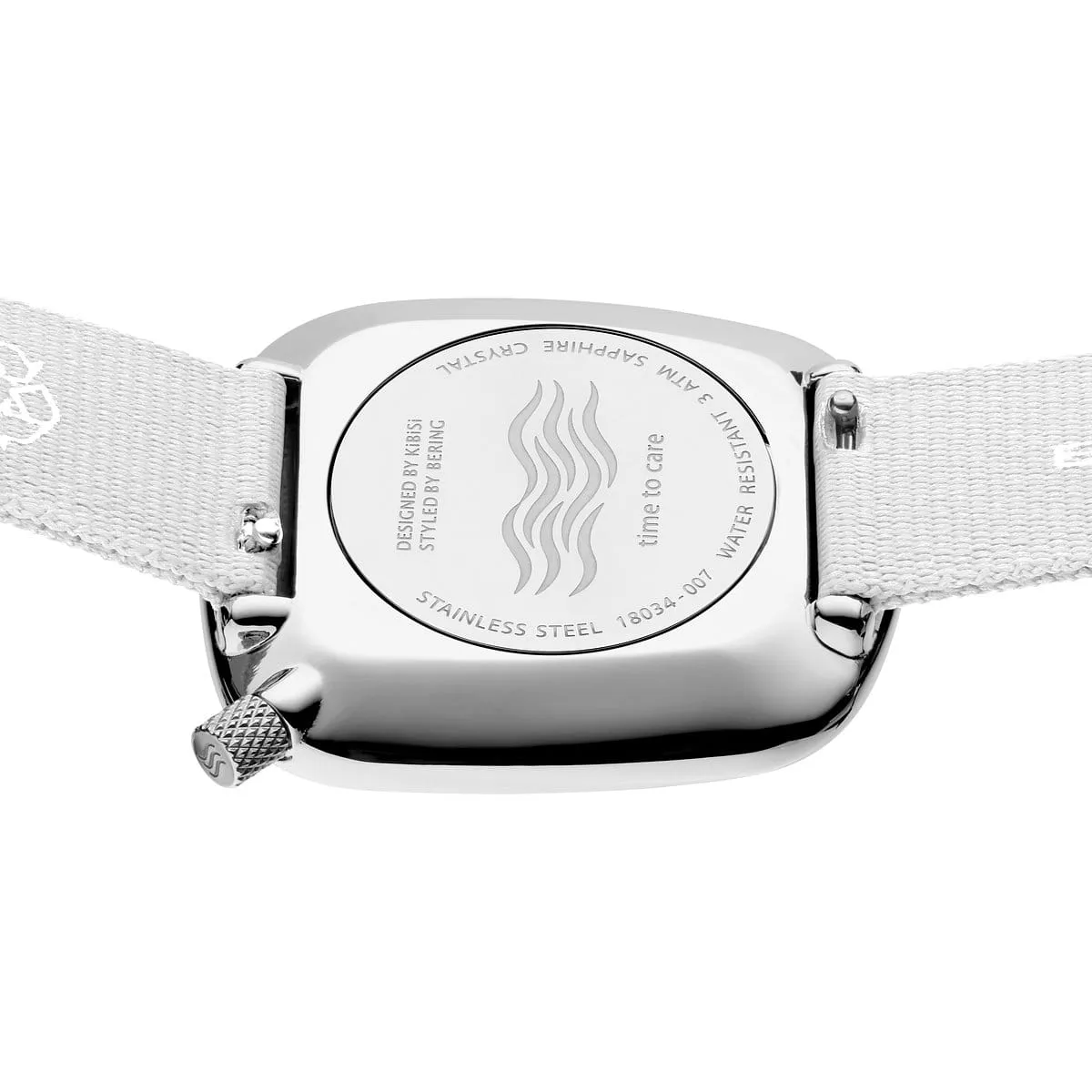 Bering White Stainless Steel 'Ocean Pebble' Recycled Watch