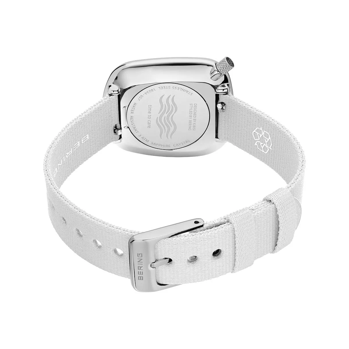 Bering White Stainless Steel 'Ocean Pebble' Recycled Watch