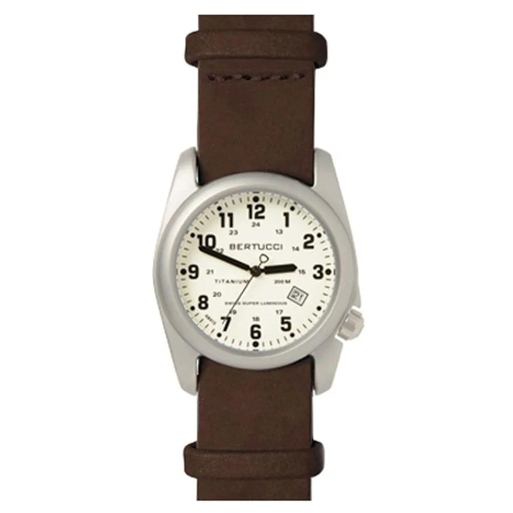 Bertucci A-2T Mens Whiskey Leather Band Swiss Super Luminous Quartz Dial Watch - 12127