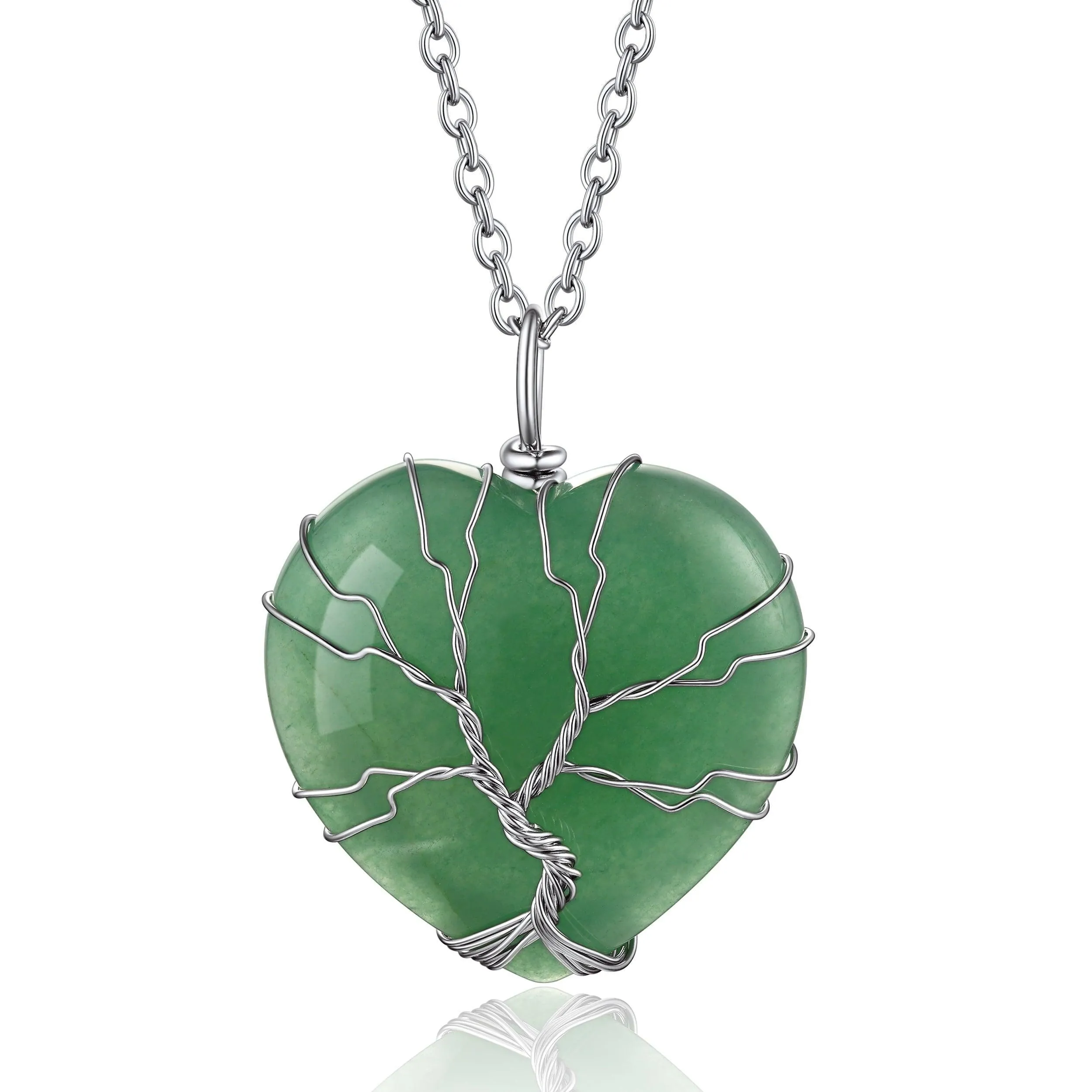 Bestyle Tree of Life Heart Crystal Necklaces for Women Girls, Moonstone Necklace June Birthstone Pendant Jewelry Gift