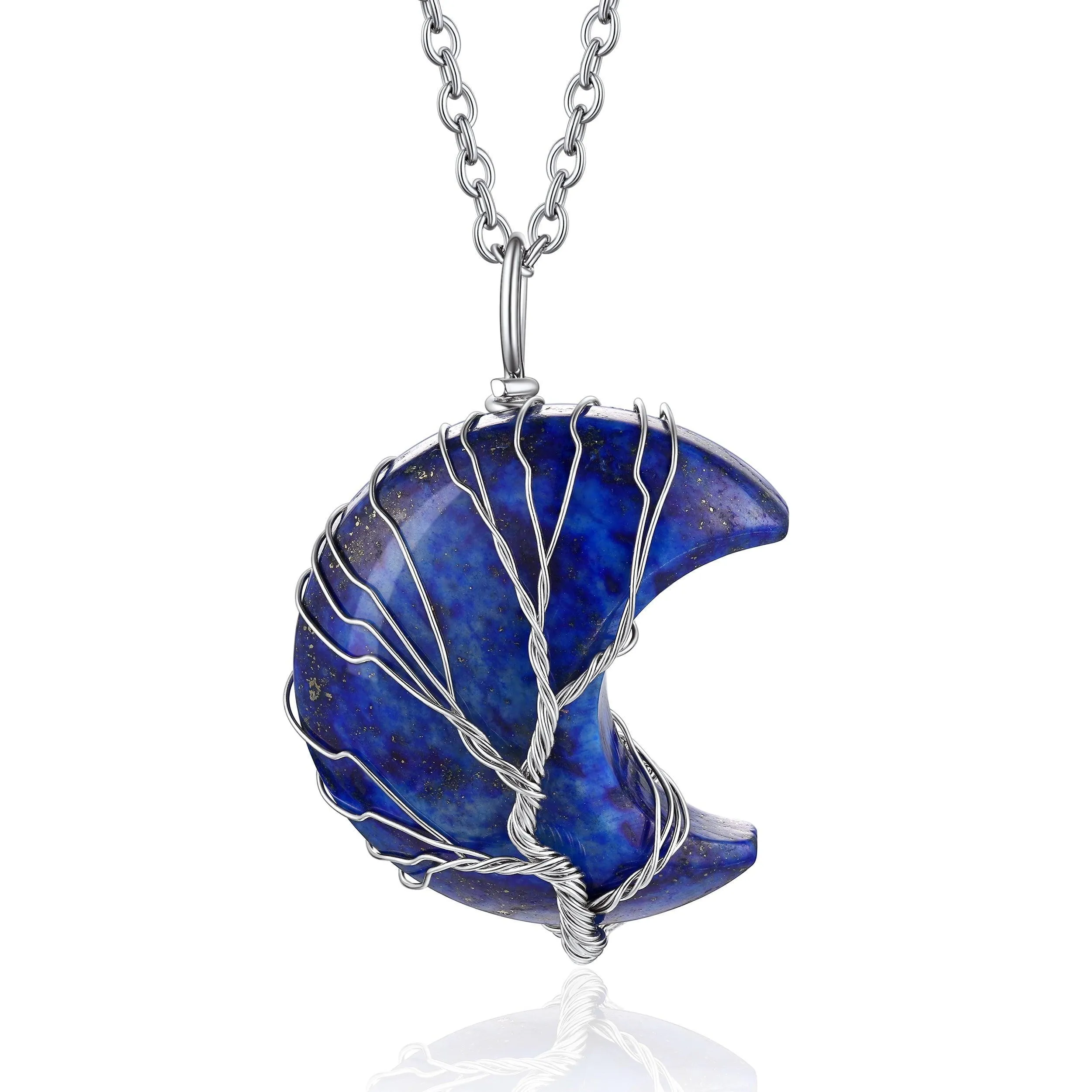 Bestyle Tree of Life Heart Crystal Necklaces for Women Girls, Moonstone Necklace June Birthstone Pendant Jewelry Gift