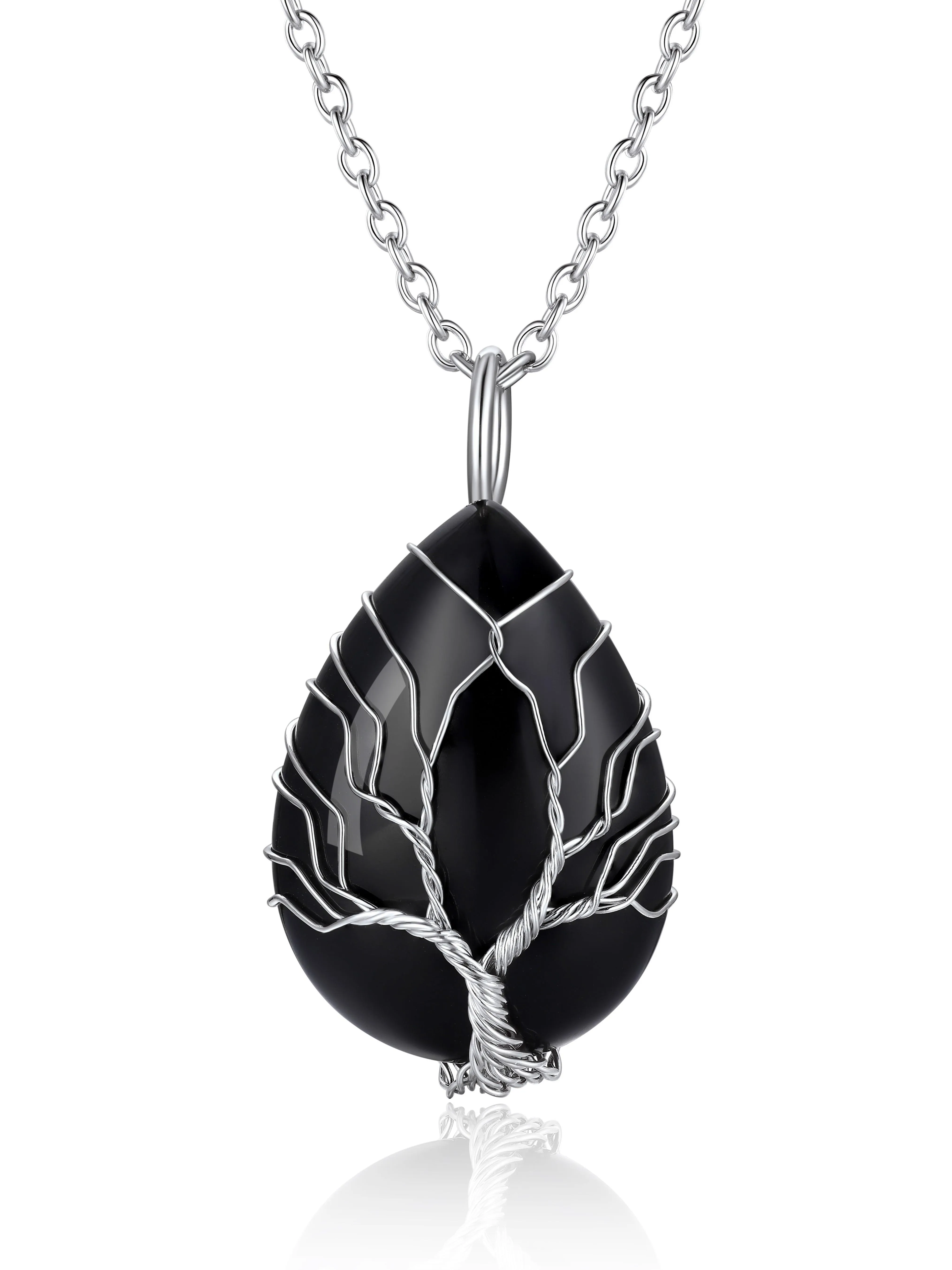 Bestyle Tree of Life Heart Crystal Necklaces for Women Girls, Moonstone Necklace June Birthstone Pendant Jewelry Gift