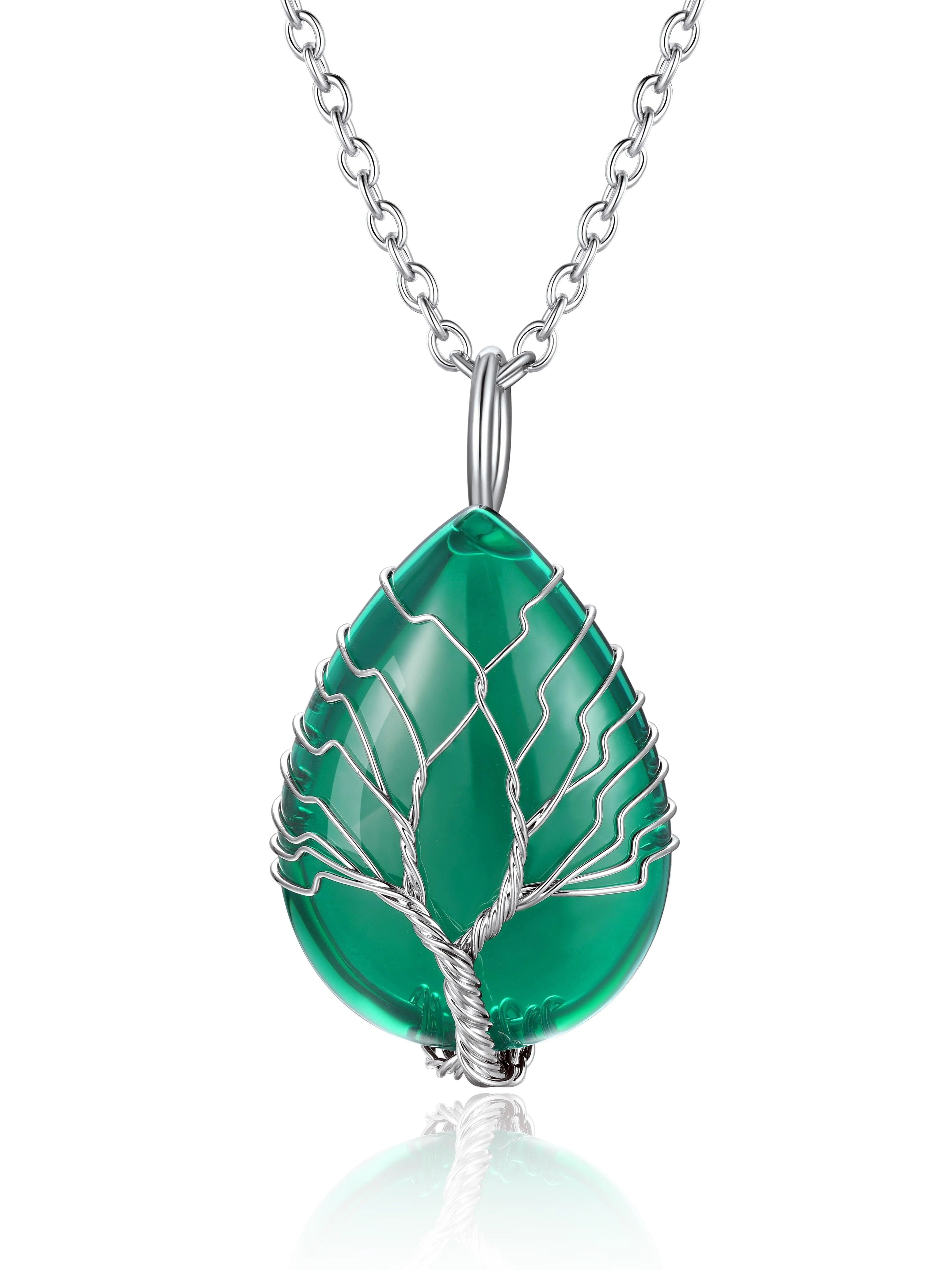 Bestyle Tree of Life Heart Crystal Necklaces for Women Girls, Moonstone Necklace June Birthstone Pendant Jewelry Gift