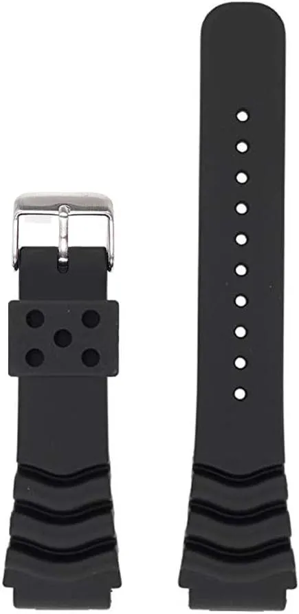 Black Silicone Rubber Curved Line Watch Band 20mm 22mm 24mm Extra Long Replacement Divers Model Sport Watch Strap for Men and Women (18mm)