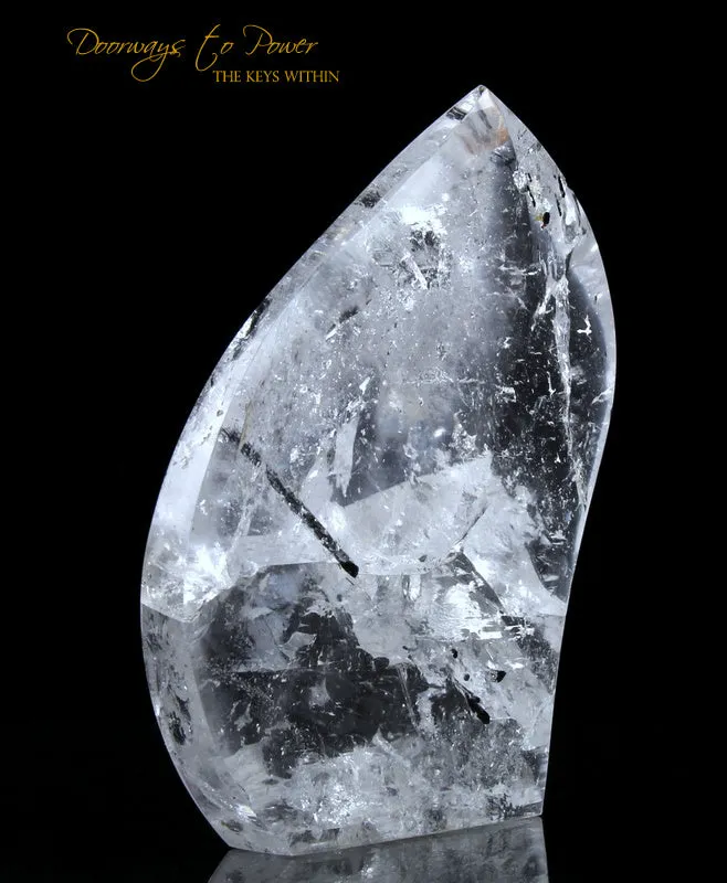 Black Tourmalinated Quartz Crystal Sculpture