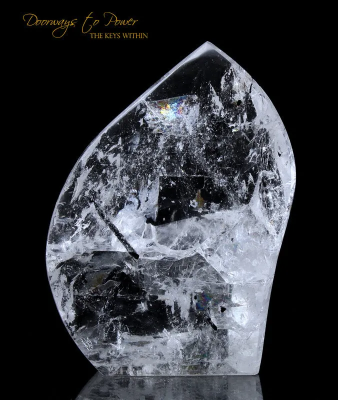 Black Tourmalinated Quartz Crystal Sculpture