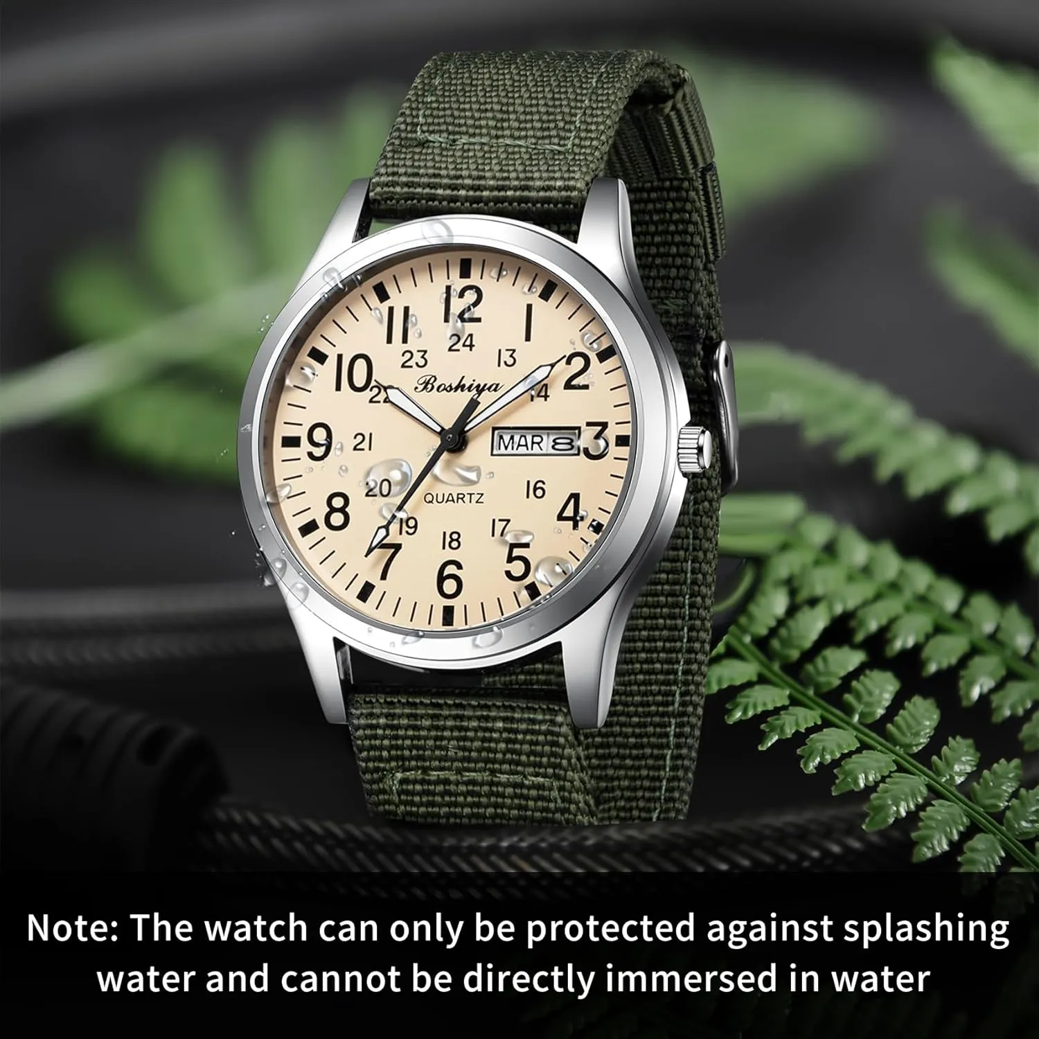 BOSHIYA Men's Military Tactical Field Watches Outdoor Sports/Work Watch Waterproof Analogue Quartz Watches Minimalist Lightweight Nylon Watch - Imported Japanese Movement/40mm Waterproof/Date Display