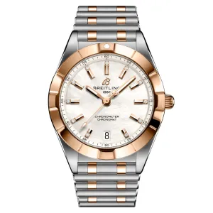 Breitling Chronomat 32mm MOP Diamond Dot Dial 18ct Red Gold & Steel Ladies Quartz Watch U77310101A2U1