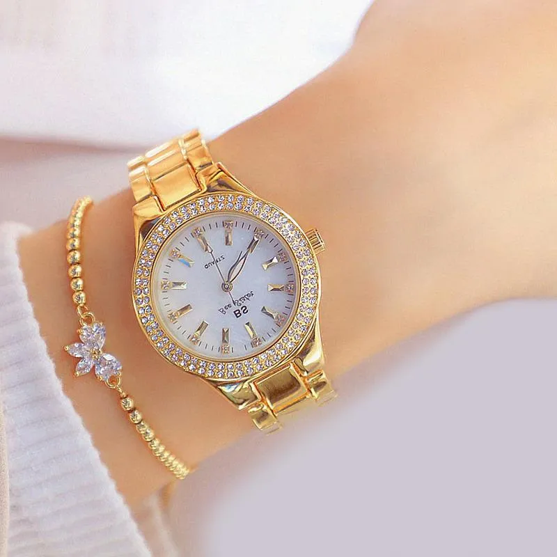 Brilliant Rhinestones With Stainless Steel Wrist Watch for Women