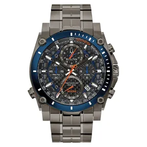 Bulova Chronograph Mens Grey Stainless Steel Bracelet Band Grey Quartz Dial Watch - 98B343