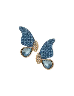 Butterfly Motif Blue Stud Earrings