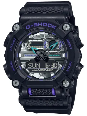 Casio G-Shock Garish Color Series Black/Purple GA900AS-1A Ana-Digi Mens Watch
