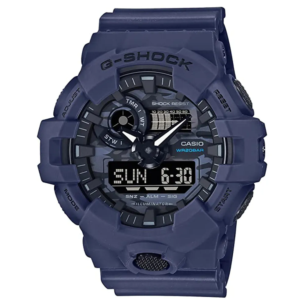 Casio Women's Black Dial Blue Resin Band G-Shock Quartz Watch - GA-700CA-2ACR