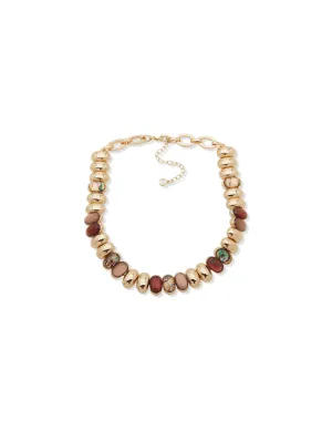 Chain Link Multirow Necklace - Gold/Blush