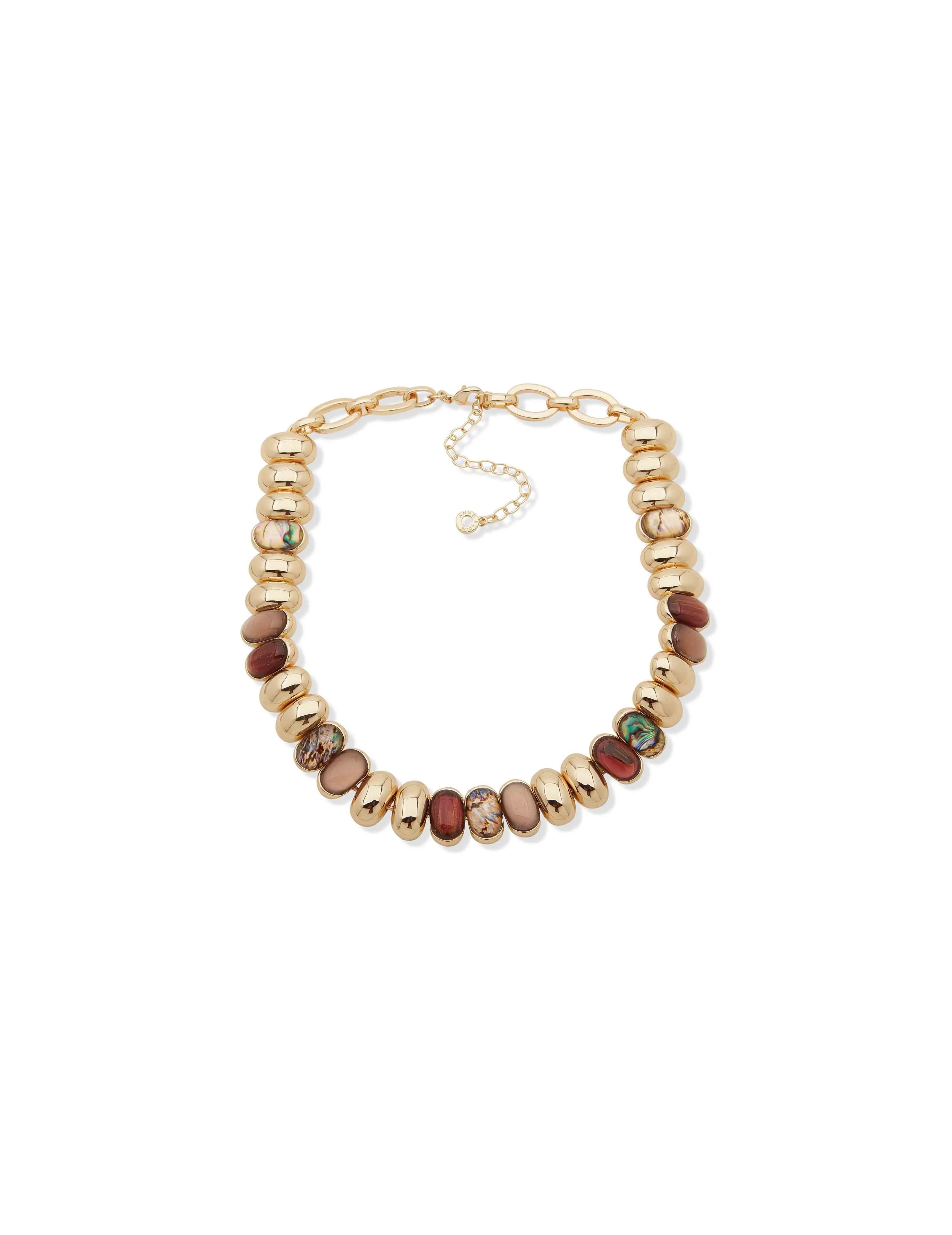Chain Link Multirow Necklace - Gold/Blush