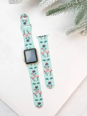 Christmas Flamingo Silicone Smart Watch Band