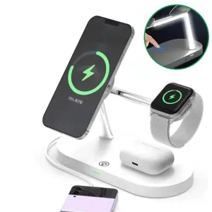 Desktop Magnetic Wireless Charging Station with Built in Lights -Wireless charging station