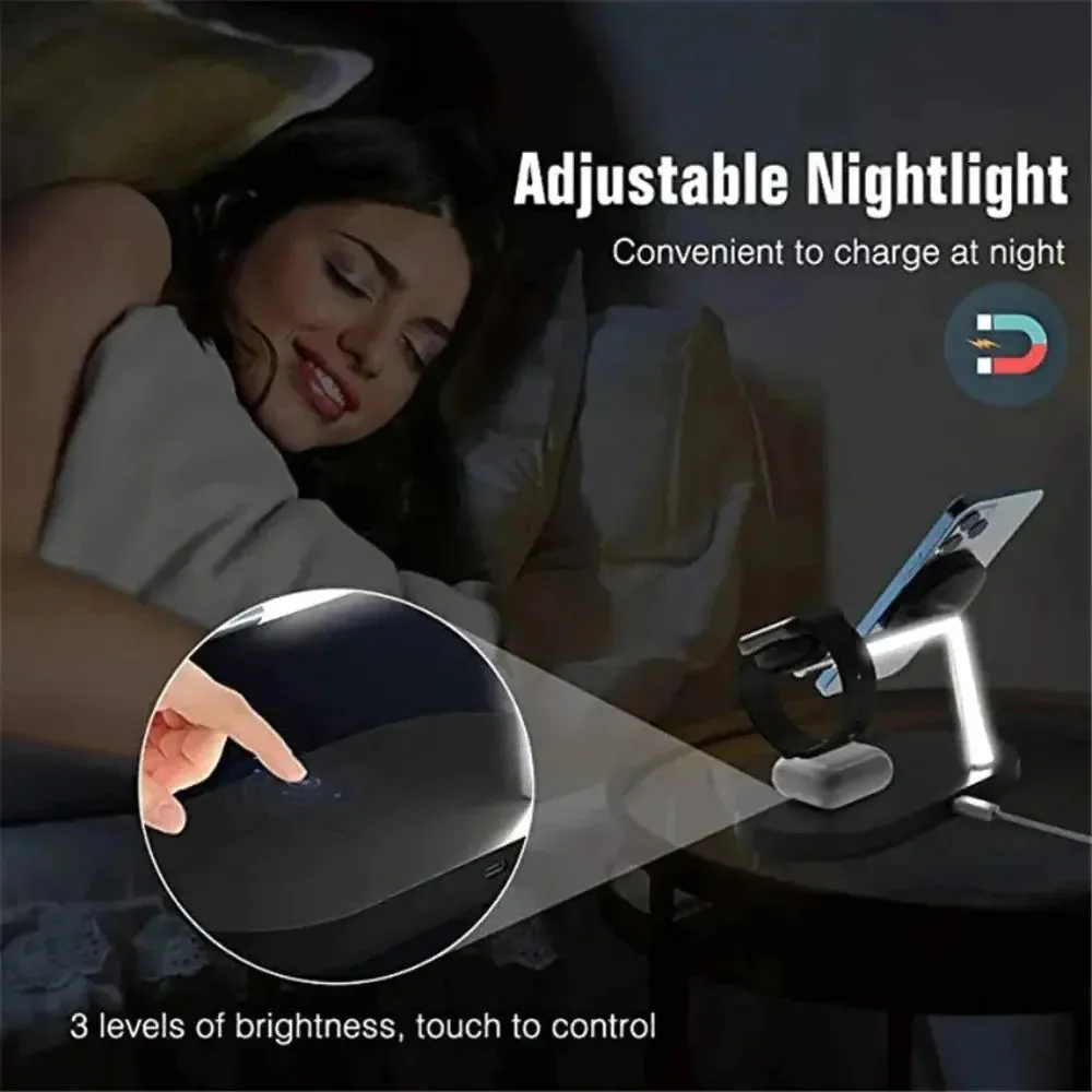 Desktop Magnetic Wireless Charging Station with Built in Lights -Wireless charging station