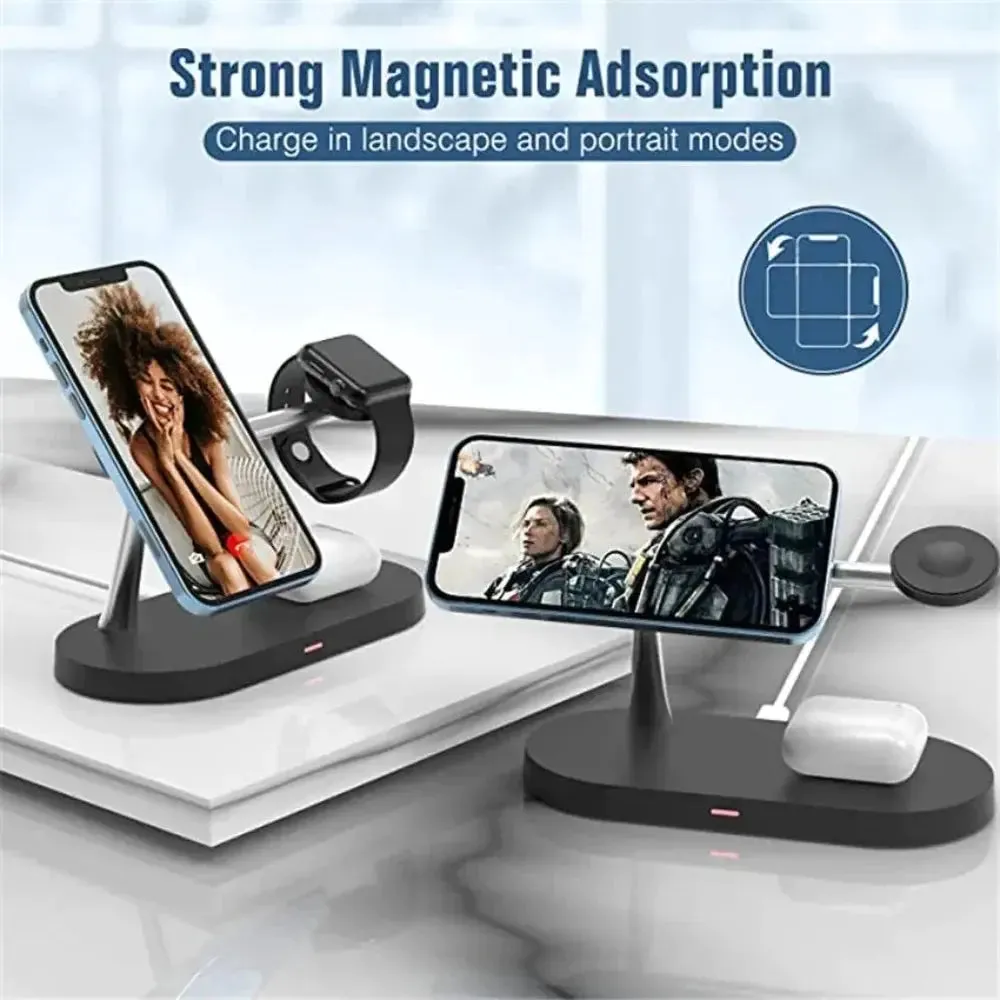 Desktop Magnetic Wireless Charging Station with Built in Lights -Wireless charging station