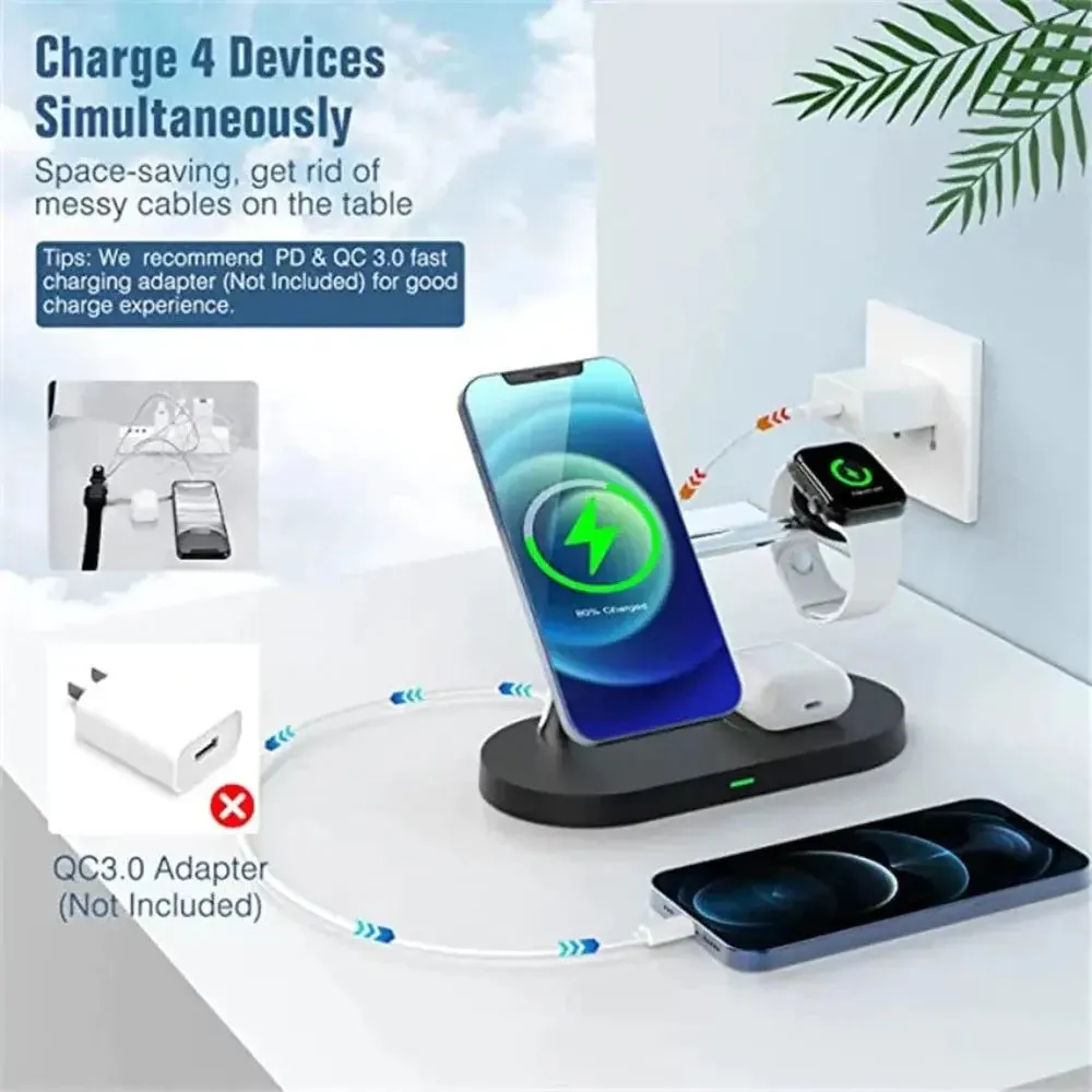 Desktop Magnetic Wireless Charging Station with Built in Lights -Wireless charging station